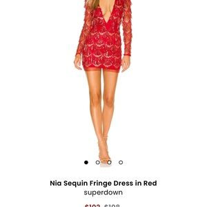 Superdown Red Sequin Fringe Dress